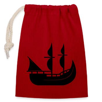 Pirate ship - Closable cotton gift bag (14x20cm) - red - Front
