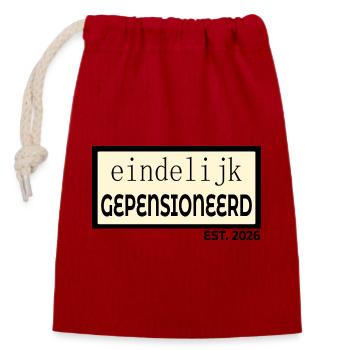 Endlich im Ruhestand 2026 - Verschließbarer Geschenkbeutel aus Baumwolle (14x20cm) - Rot - Vorne