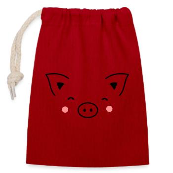 Idée cadeau cochon de sanglier porcelet truie - Sac cadeau en coton avec cordon (14 x 20 cm) - rouge - Devant