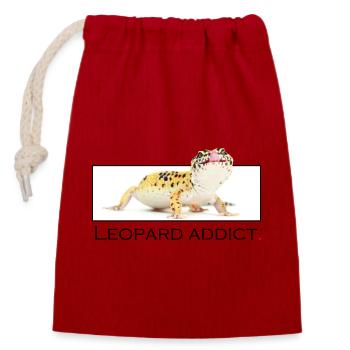 Leopardensüchtig - Verschließbarer Geschenkbeutel aus Baumwolle (14x20cm) - Rot - Vorne