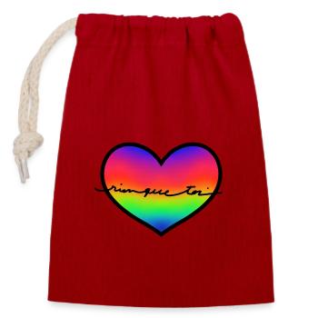 rainbowheart "rien que toi" - Sac cadeau en coton avec cordon (14 x 20 cm) - rouge - Devant
