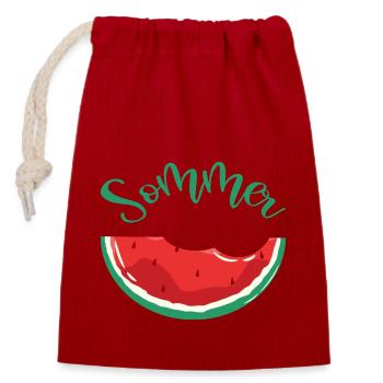 Sommer Sonne Strand Meeer Wassermelone - Verschließbarer Geschenkbeutel aus Baumwolle (14x20cm) - Rot - Vorne