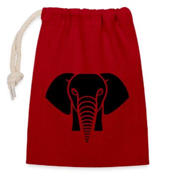 éléphant - Sac cadeau en coton avec cordon (14 x 20 cm) - rouge - Devant