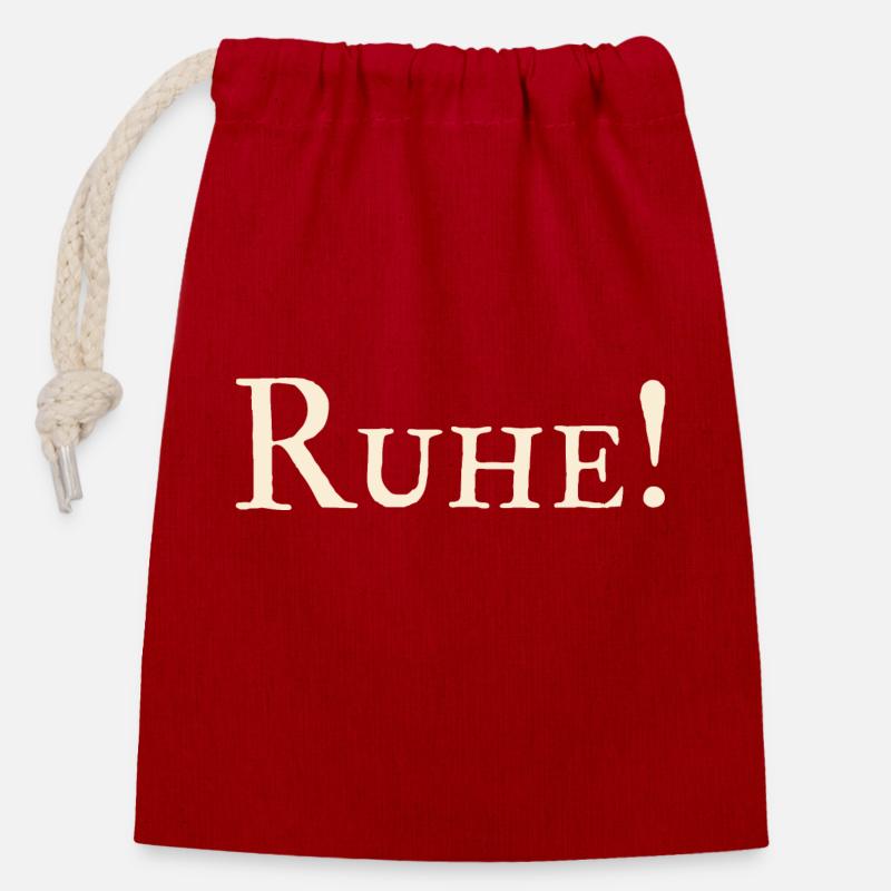 Ruhe ! - Verschließbarer Geschenkbeutel aus Baumwolle (14x20cm) - Rot