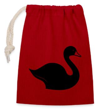 Swan - Closable cotton gift bag (14x20cm) - red - Front