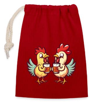 Comic Beer Funny Booze - Closable cotton gift bag (14x20cm) - red - Front