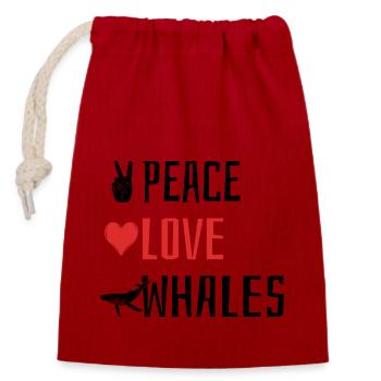 Peace Love Whales - Heart - Closable cotton gift bag (14x20cm) - red - Front