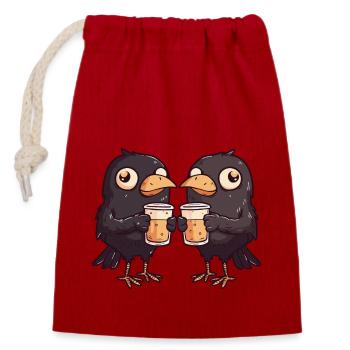 Raven Crow Comic bière Party boisson - Sac cadeau en coton avec cordon (14 x 20 cm) - rouge - Devant