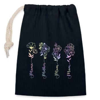 MOTHER S DAY FLOWERS - Closable cotton gift bag (14x20cm) - navy - Front