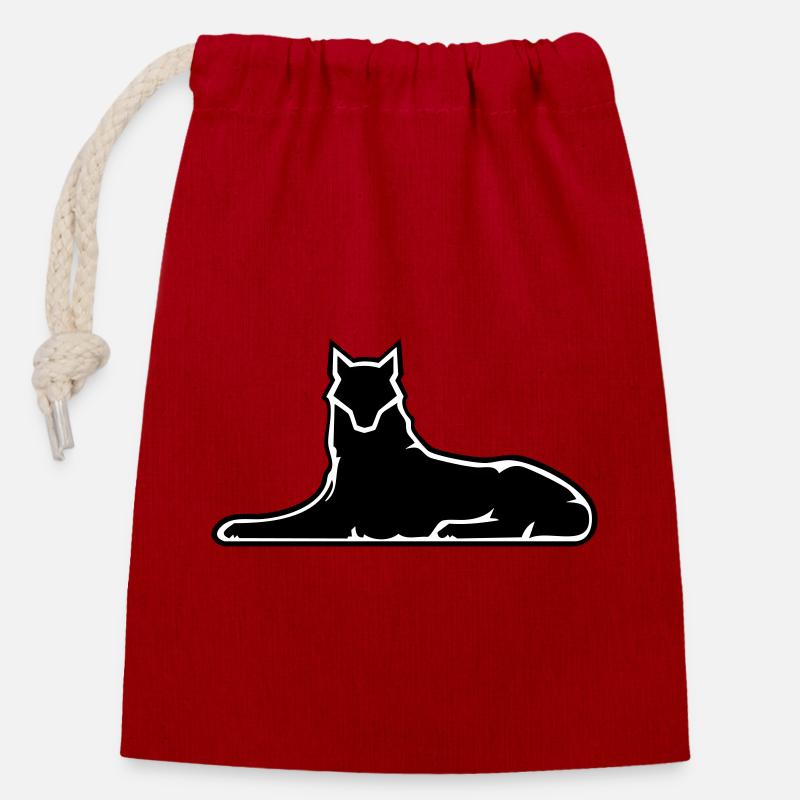 Loup d’Itchkérie 2024 - Sac cadeau en coton avec cordon (14 x 20 cm) - rouge