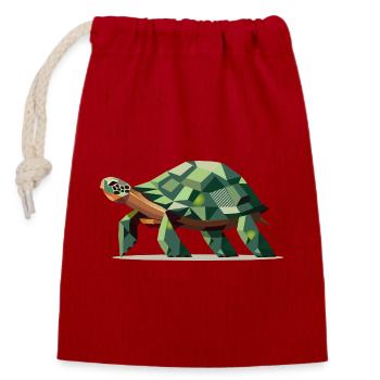stilisierte Schildkröte im polygonalen Design - Verschließbarer Geschenkbeutel aus Baumwolle (14x20cm) - Rot - Vorne