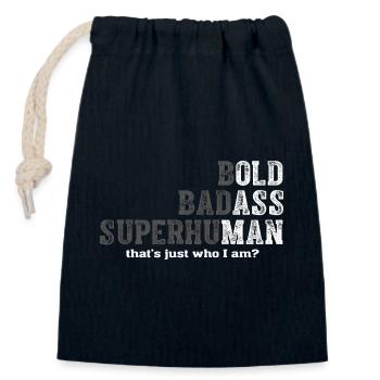 Bold Badass Superhuman - Verschließbarer Geschenkbeutel aus Baumwolle (14x20cm) - Navy - Vorne