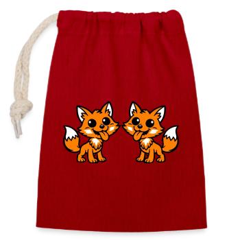 Couple Renard - Sac cadeau en coton avec cordon (14 x 20 cm) - rouge - Devant