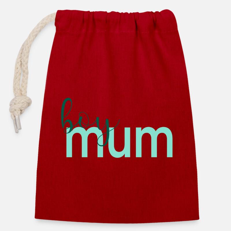 Muttertagsjunge Mama - Verschließbarer Geschenkbeutel aus Baumwolle (14x20cm) - Rot