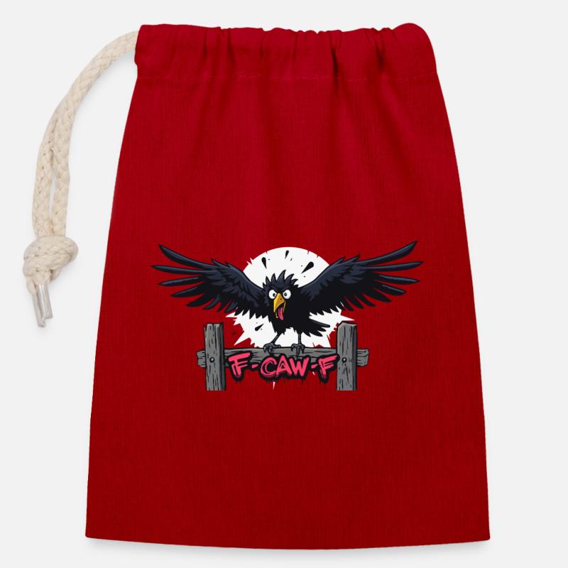 F-Caw-F Graffiti Raven Appearance - Closable cotton gift bag (14x20cm) - red
