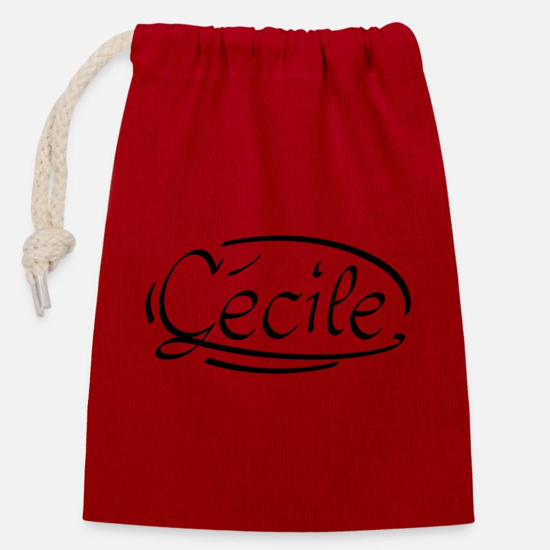 Cécile - Sac cadeau en coton avec cordon (14 x 20 cm) - rouge