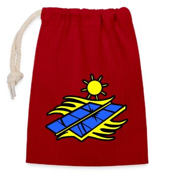 Solar energy panels - Closable cotton gift bag (14x20cm) - red - Front