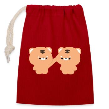 Couple de tigres - Sac cadeau en coton avec cordon (14 x 20 cm) - rouge - Devant