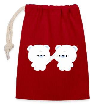 Couple d’ours polaires - Sac cadeau en coton avec cordon (14 x 20 cm) - rouge - Devant