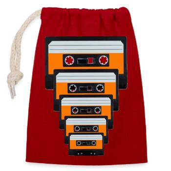Cassette - Sac cadeau en coton avec cordon (14 x 20 cm) - rouge - Devant