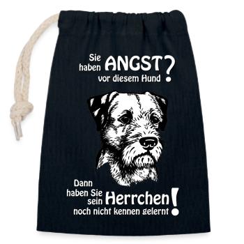 Afraid of Border Terriers? Master - Closable cotton gift bag (14x20cm) - navy - Front