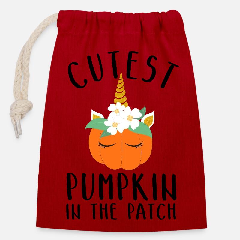Cutest Pumpkin In The Patch - Closable cotton gift bag (14x20cm) - red