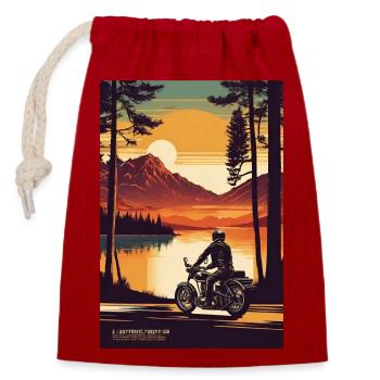 Motorcyclist - Closable cotton gift bag (14x20cm) - red - Front