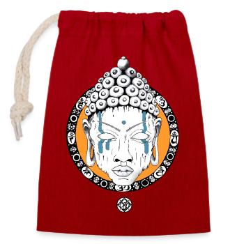 Buddha - Verschließbarer Geschenkbeutel aus Baumwolle (14x20cm) - Rot - Vorne