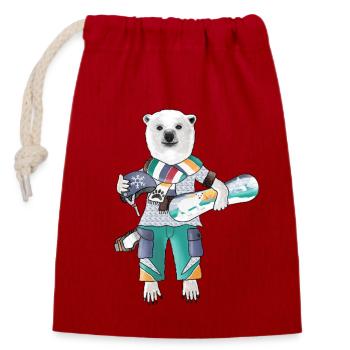 Polar Rider Polar Bear - Closable cotton gift bag (14x20cm) - red - Front