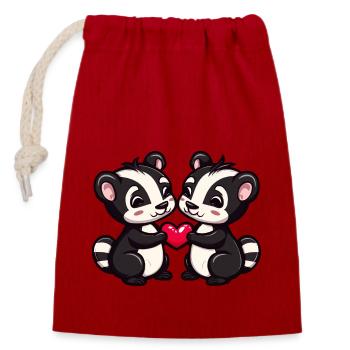 Skunk Couple Love Couple In Love - Closable cotton gift bag (14x20cm) - red - Front