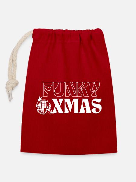 Funky Disco Weihnachtsornament Design - Verschließbarer Geschenkbeutel aus Baumwolle (14x20cm) - Rot