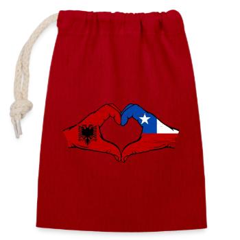 Albanien Chile Flagge Hände Herzform used - Verschließbarer Geschenkbeutel aus Baumwolle (14x20cm) - Rot - Vorne