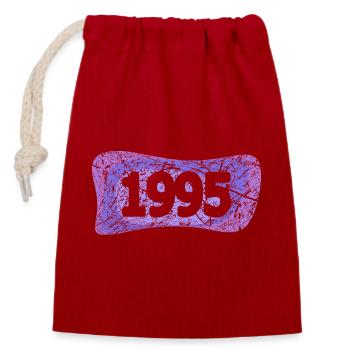 1995 - Sac cadeau en coton avec cordon (14 x 20 cm) - rouge - Devant