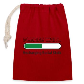 Recharging Social Skills - for white background - Closable cotton gift bag (14x20cm) - red - Front