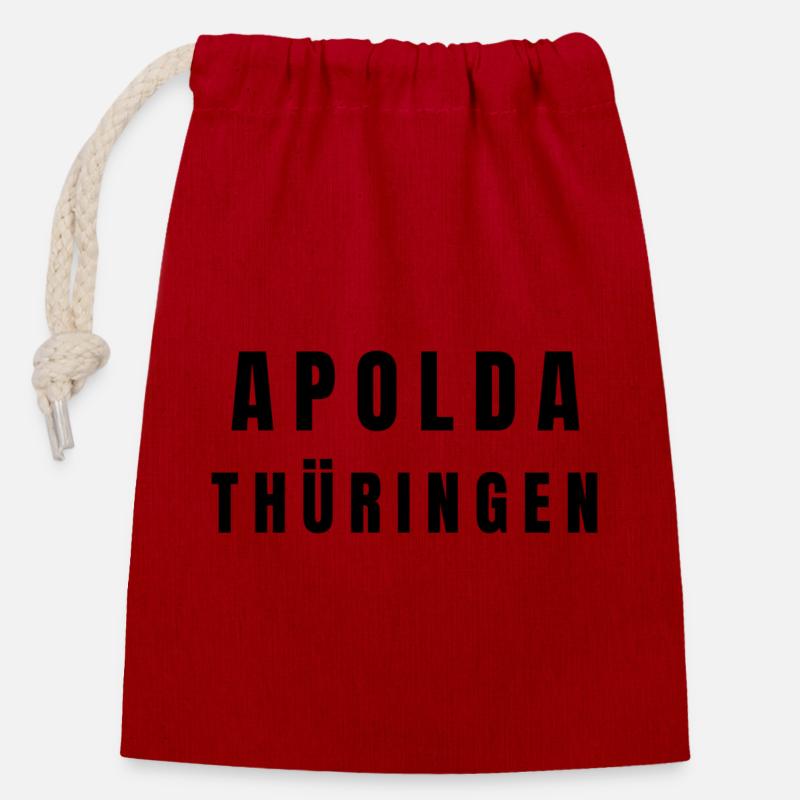 Apolda Thüringen - Verschließbarer Geschenkbeutel aus Baumwolle (14x20cm) - Rot