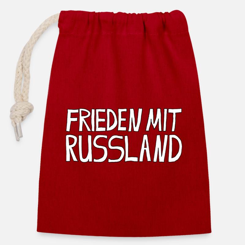PAIX AVEC LA RUSSIE - Sac cadeau en coton avec cordon (14 x 20 cm) - rouge