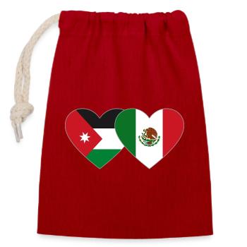 Jordanie Mexique Drapeau Coeur - Sac cadeau en coton avec cordon (14 x 20 cm) - rouge - Devant