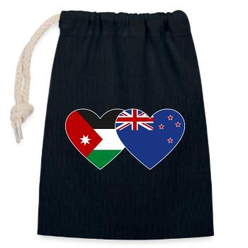 Drapeau de la Jordanie Nouvelle-Zélande Coeur - Sac cadeau en coton avec cordon (14 x 20 cm) - bleu marine - Devant