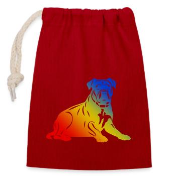Pit Terrier Dog - Closable cotton gift bag (14x20cm) - red - Front