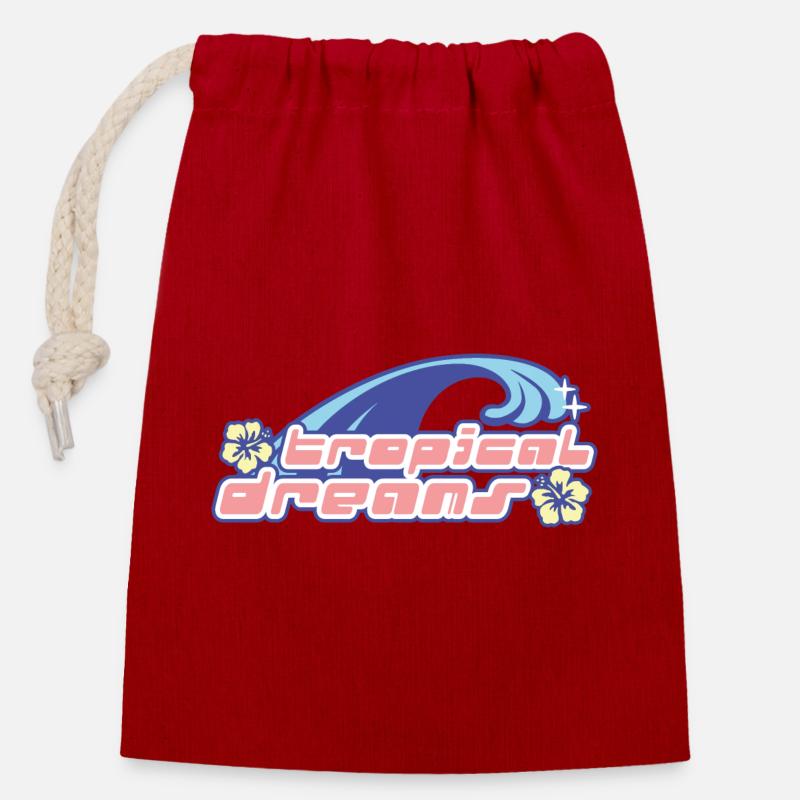 Tropical dreams - Closable cotton gift bag (14x20cm) - red