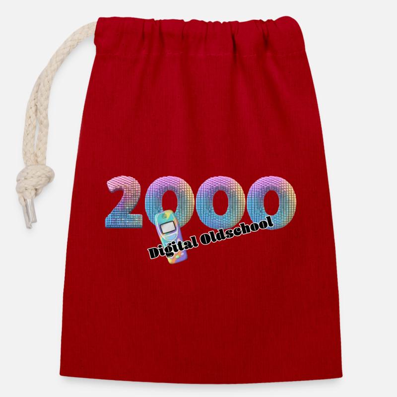 2000 – Mode de vie plus branché et mobile - Sac cadeau en coton avec cordon (14 x 20 cm) - rouge