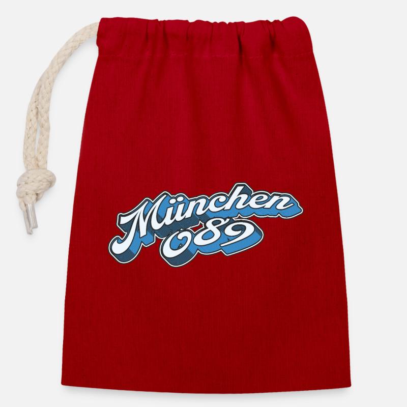 München 089 Retro Minga  - Verschließbarer Geschenkbeutel aus Baumwolle (14x20cm) - Rot