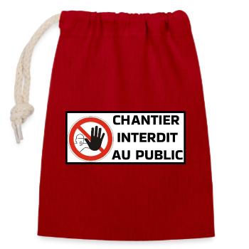 No construction site - Closable cotton gift bag (14x20cm) - red - Front