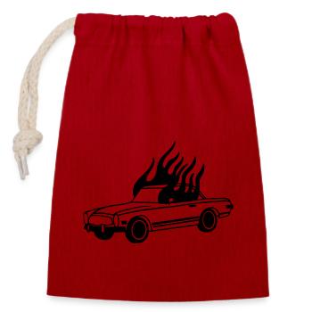 Auto in Flammen - Oldtimer - Verschließbarer Geschenkbeutel aus Baumwolle (14x20cm) - Rot - Vorne