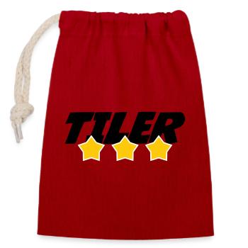 Tiler – pro tile laying precision trade - Closable cotton gift bag (14x20cm) - red - Front