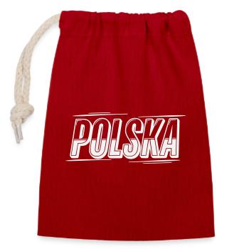 Polska Outline Font Design - Closable cotton gift bag (14x20cm) - red - Front