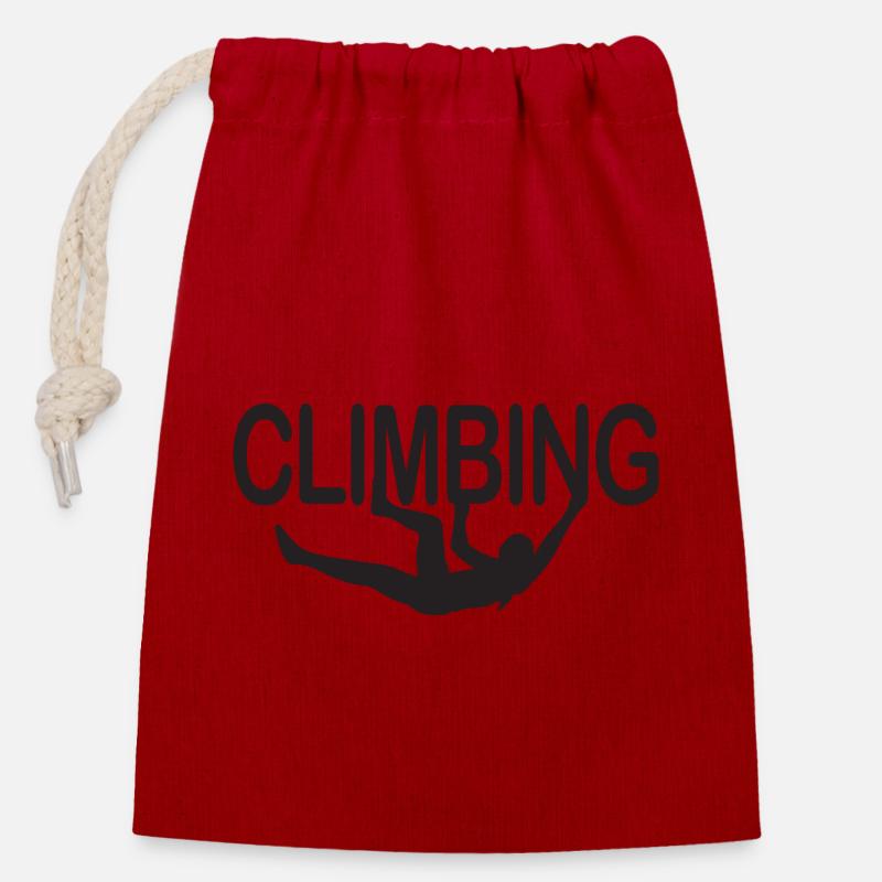 Rock Climbing - Closable cotton gift bag (14x20cm) - red