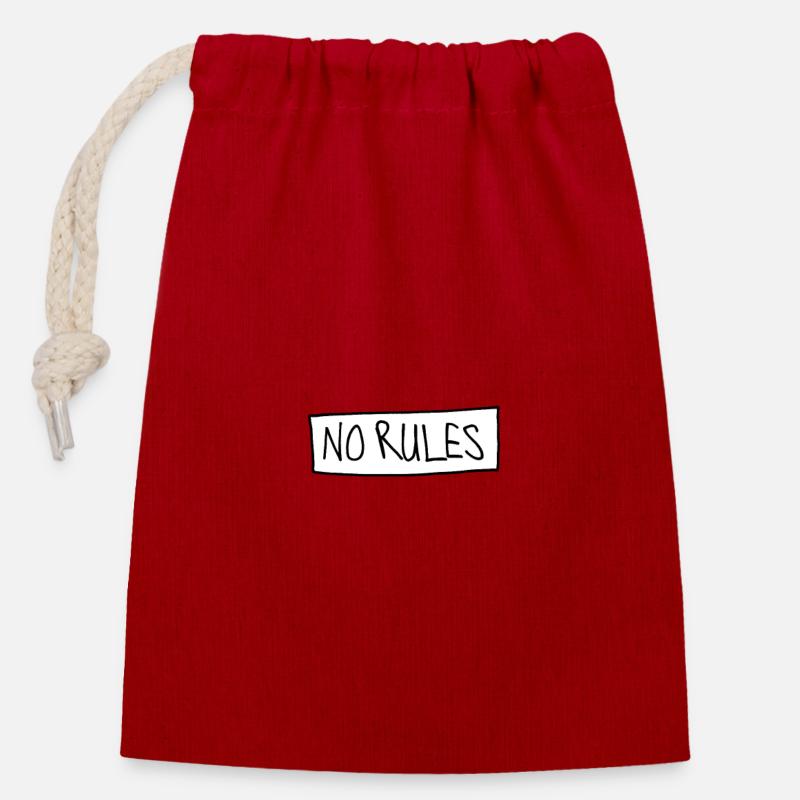 NO RULES - Sac cadeau en coton avec cordon (14 x 20 cm) - rouge