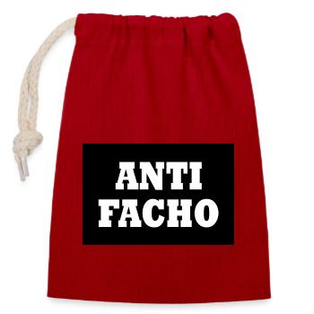 Anti facho - Sac cadeau en coton avec cordon (14 x 20 cm) - rouge - Devant