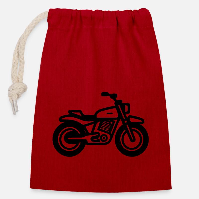 Motorrad - Verschließbarer Geschenkbeutel aus Baumwolle (14x20cm) - Rot
